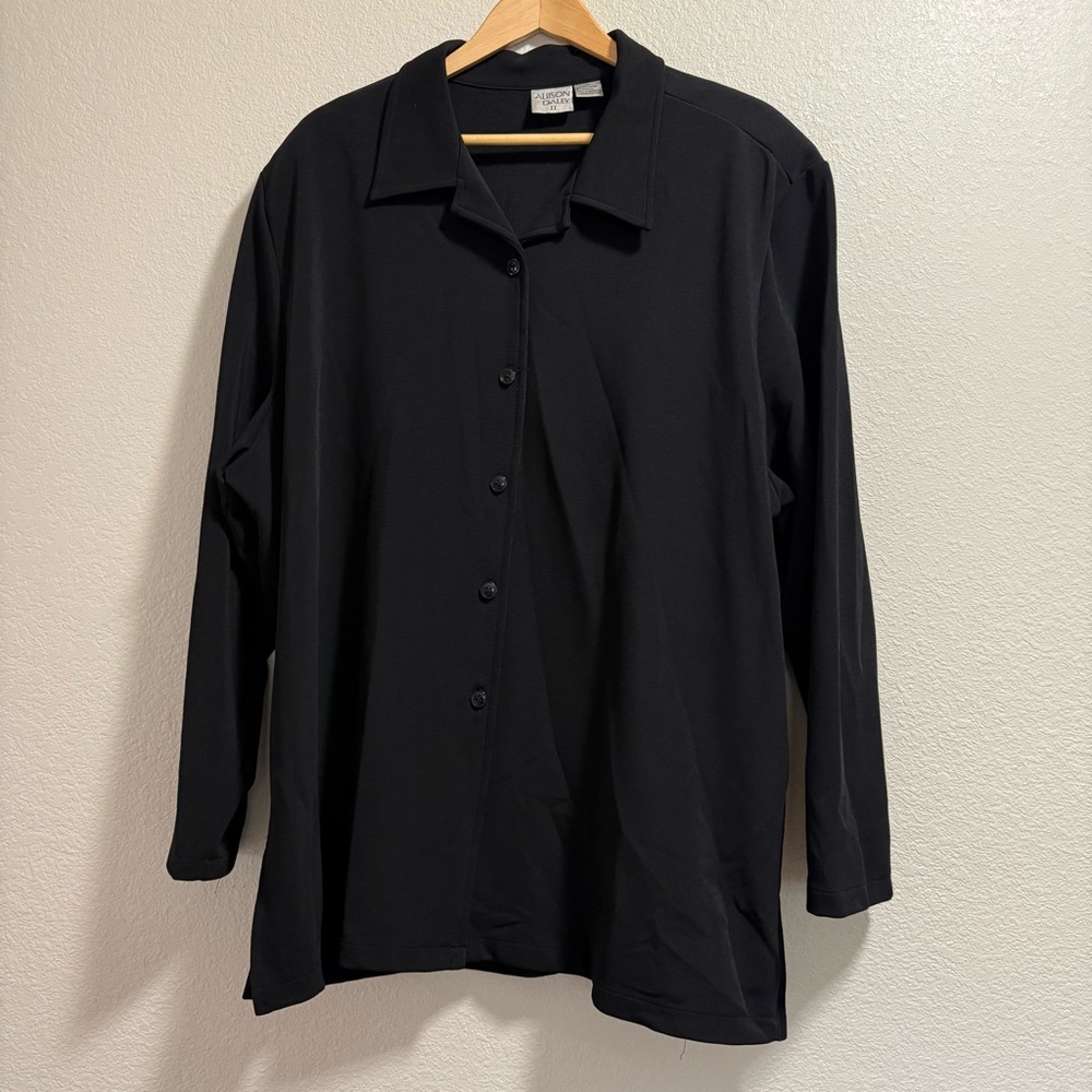 Allison Daley II - Black Knit Button Top or Over Shirt - Size 3X